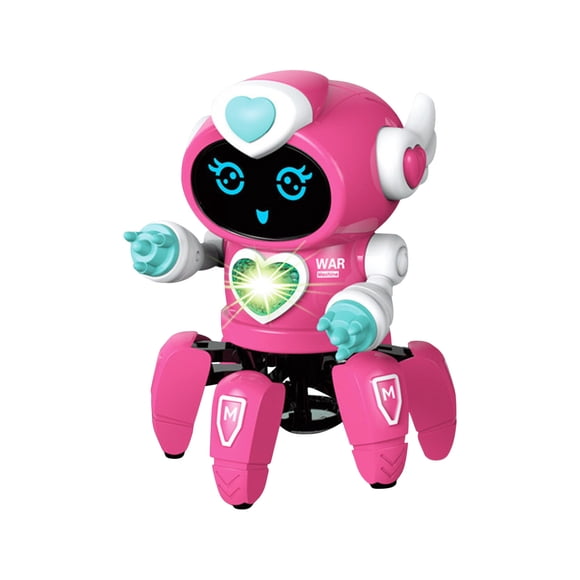 Hot Pink Universal Robot Toy For Kids With Cool Music And Lights Mechanical Walking Robot 6.7X4.7X4.7 Inch Interactive Stem Toy