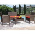thumbnail image 7 of Devoko 4 Pieces Outdoor Patio Conversation Set PE Rattan Wicker Furniture Set, Brown/Red, 7 of 7