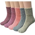 thumbnail image 1 of 5 pares de calcetines térmicos de invierno para mujer, calcetines de estilo vintage de algodón y lana de punto grueso, cálidos y cómodos para mujer, 1 of 7