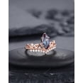 thumbnail image 3 of Marquise Alexandrite and Diamond Engagement Ring Unique Milgrain Crown Wedding Promise Ring 14K Rose Gold /Silver Anniversary Ring for her, 3 of 5