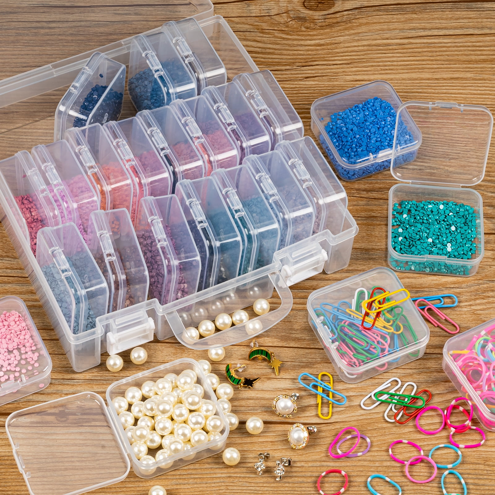 Bead Organizer Box, Bead Storage Containers, Diamond Painting Storage Containers, Plastic Small Clear Embroidery Box for Rhinestones Jewelry  Rings Charms
