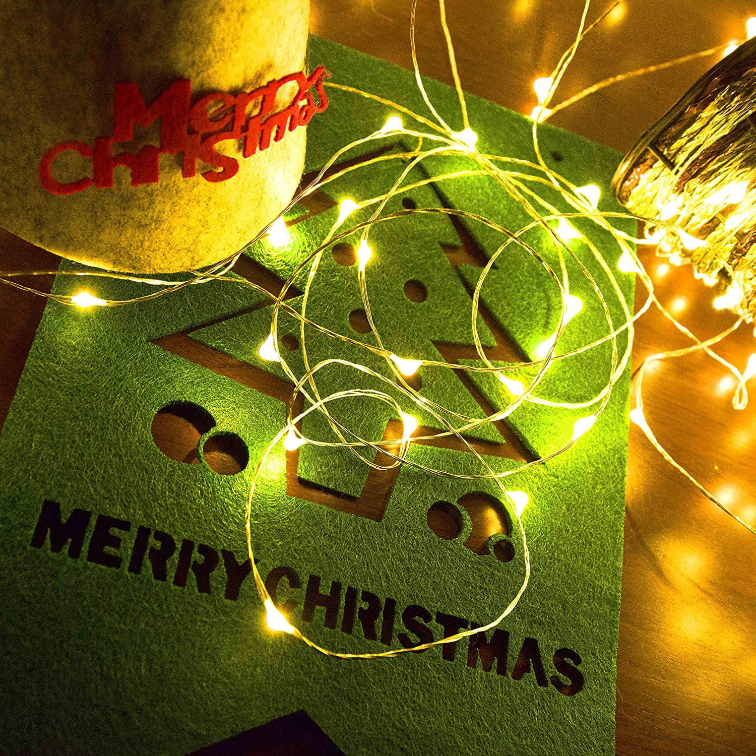 HomeDDecor Copper Wire String Lights, Fairy Light USB Plug in 66ft 200 Led Christmas String Light for Indoor Xmas Tree Wedding Party Patio Decor((Warm White)