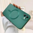 thumbnail image 3 of Magnetic case for iPhone 12 Mini Phone Case for Women, Matte Luxury Soft Metallic Luster Design with Camera Lens Protector, Compatible with Magsafe Case for iPhone 12 Mini 5.4" - Green, 3 of 11