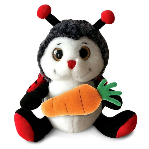 DolliBu Happy Easter Super Soft Plush Sitting Ladybug with Carrot Plush - Cute Stuffed Animals with Carrot Plush Toy, Perfect Easter Gift, Spring Easter Plush Animal Toy for Kids, Adults - 9 Inch