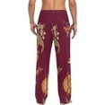 thumbnail image 7 of Men's Pajama Pants with Pockets Sleepwear Lounge Pants Stretch Casual Red Floral Japanese Flower, 7 of 7