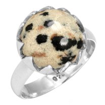 Natural Dalmatian Women Jewelry 925 Sterling Silver Ring