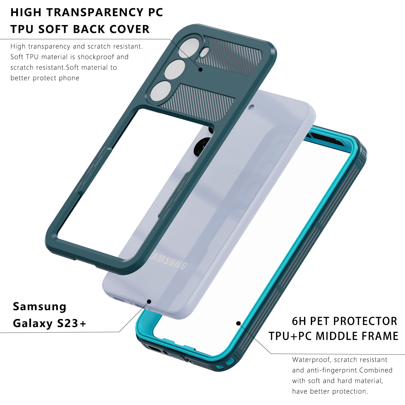Designed for Samsung Galaxy S23 Plus Case,Waterproof Case with Built-in Screen Protector Shockproof Dustproof Heavy Duty Full Body Protective Case for Samsung Galaxy S23 Plus 5G 6.6", Blue