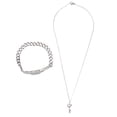 thumbnail image 1 of Miangastore 1PC Titanium Steel Concentric Lock Hand Chain Female Lock Male Jewelry (Silver), 1 of 9