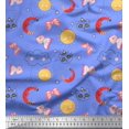 thumbnail image 1 of Soimoi Blue Silk Fabric Moon,Insect & Panda Face Kids Decor Fabric Printed BTY 42 Inch Wide, 1 of 1