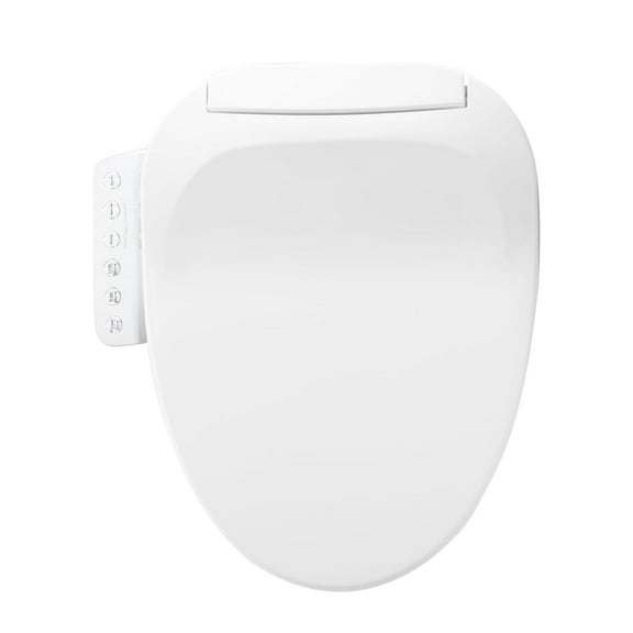 Ecofilck Electric Smart Toilet Seat, Instant Heating & Warm Air Dryer, Adjustable Water Temp ＆ Pressure, Nozzle Self-Clean, Feminine Wash, Slow-Close Lid, Night Light, Enlogated
