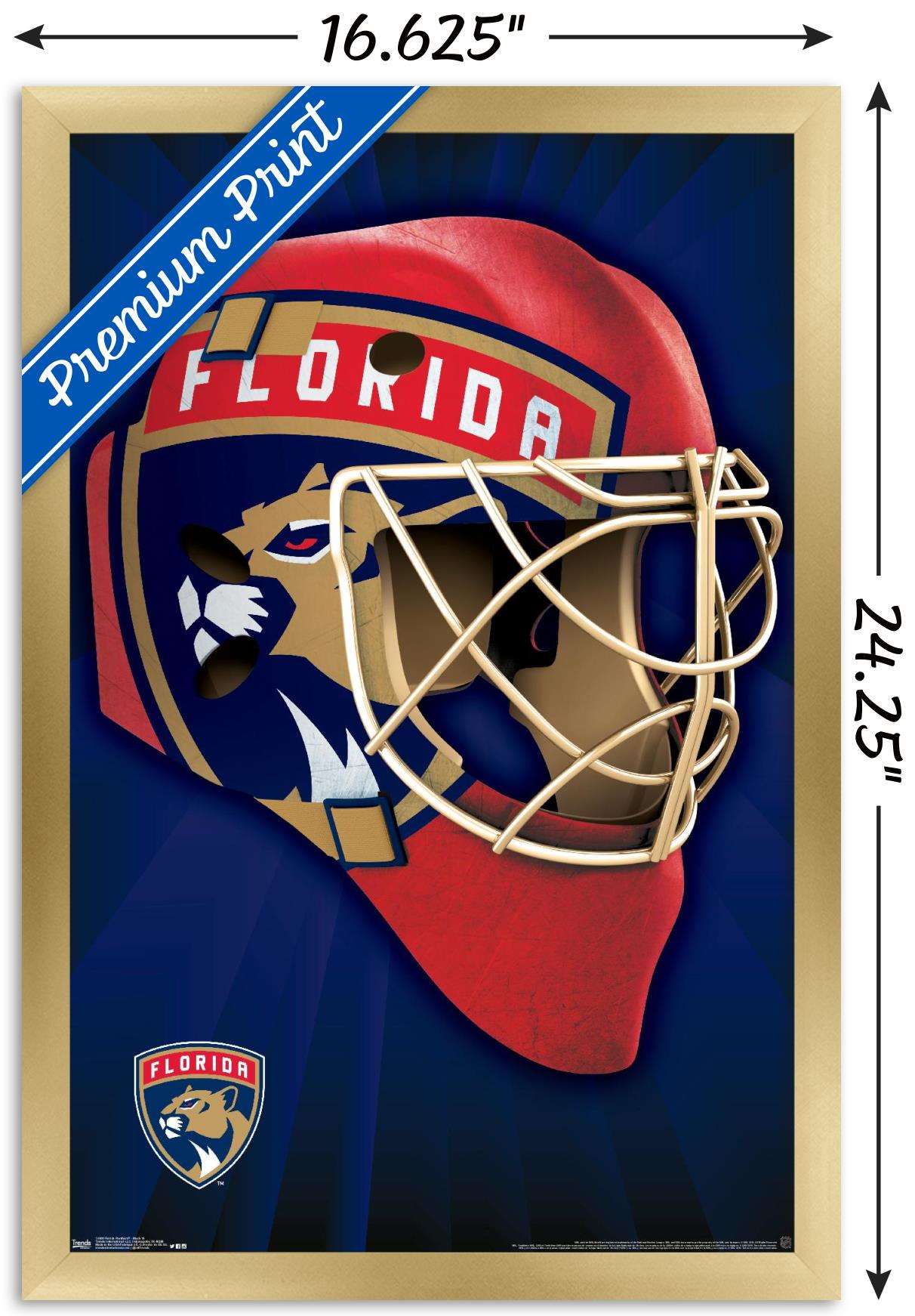 NHL Florida Panthers Mask 16 Wall Poster, 14.725" x 22.375", Framed