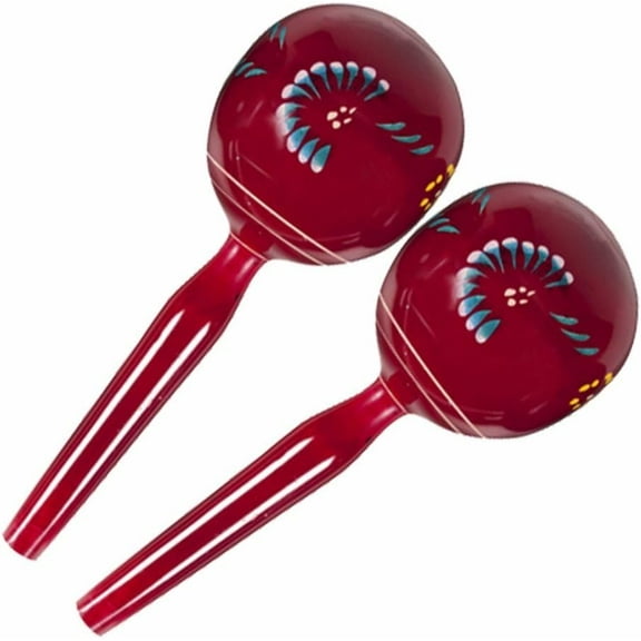 Hand Painted Large Wood Maraca - 11 inches - Red