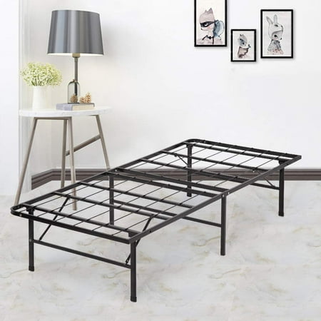 Condition photo showing New/Like New for fdw black metal bed frame platform twin size 14 inch heavy duty steel