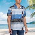 thumbnail image 3 of Pofeuu Lighthouse On The Waters Print Hawaiian Shirt for Men Sleeves Casual Button Down Summer Beach Dress Shirts T-Shirts,Medium, 3 of 7