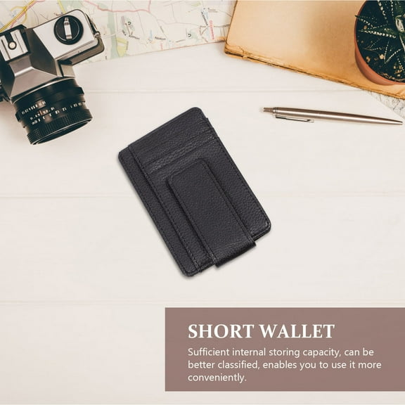 KONTONTY Men Wallet Compact Cards Storage Pouch Lightweight PU Bag for Credit Id Cards Black