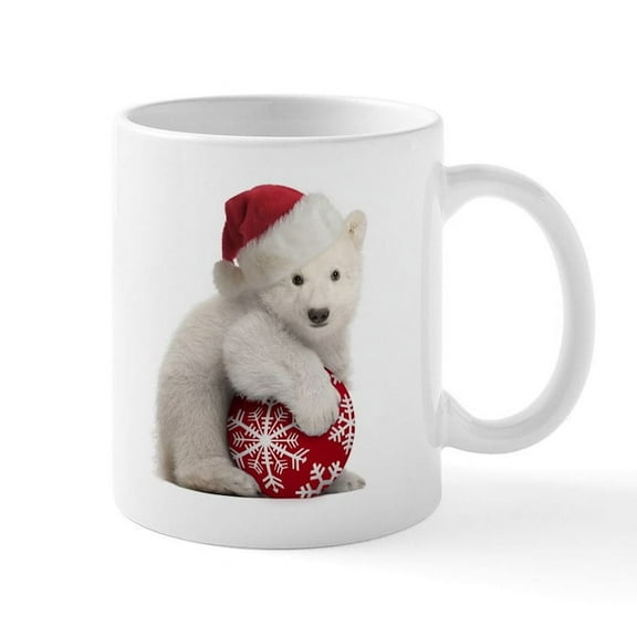 CafePress - Polar Bear Cub Christmas Mug - 11 oz Ceramic Mug - Novelty Coffee Tea Cup