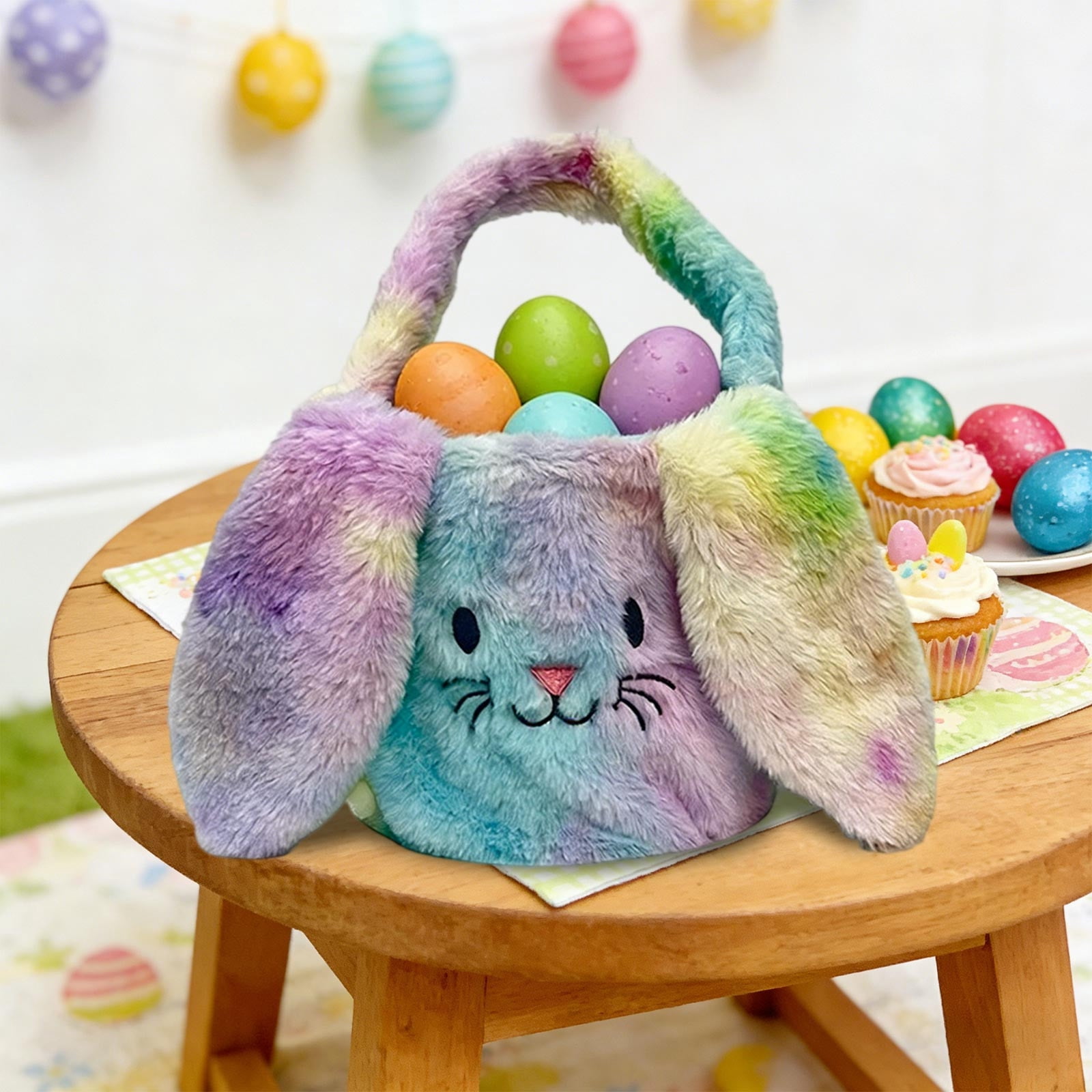 Clearance Easter Bunny Decorative Handbag Plushy Basket Handheld Candy Gift Bag