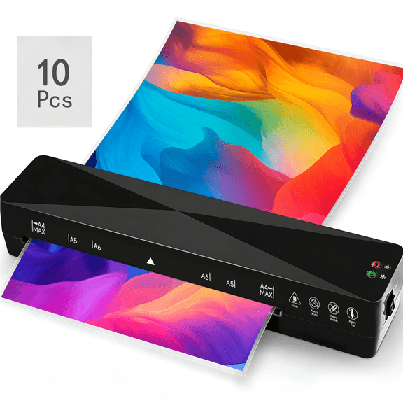 Crenova A4 Laminator Machine, Hot & Cold Mode, 9 inch Thermal Laminator with Laminating Sheets 10 Pcs, Never Jam, Black