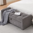 thumbnail image 6 of Storage Benches with Seating — 51" Corduroy Bench with Storage for Bedroom, Overstuffed Cushion & Hydraulic Hinges, Footrest for Living Room, Gray, 6 of 9