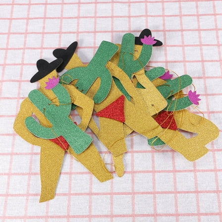 FESTFENDS 1Set Cactus Banner Mexican Fiesta Theme Party Decorations Assorted Color Paper