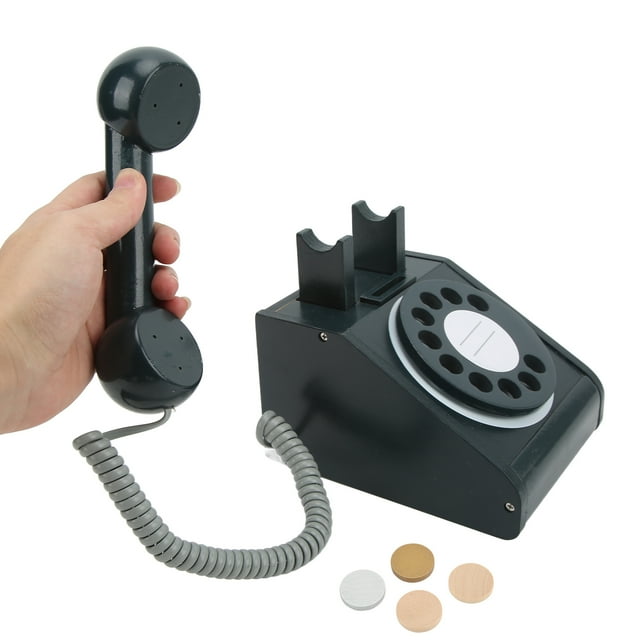 Téléphone de Simulation pour Vieux Enfants Téléphone à Cadran Rotatif à l'Ancienne Design Rétro Téléphone à Cadran Rétro en Bois