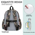 thumbnail image 5 of Mushroom and Flower Black Pattern Backpack for School, Cute School Bag with Adjustable Shoulder Straps and Padded Back, 13.4"x11"x4.7", 5 of 5