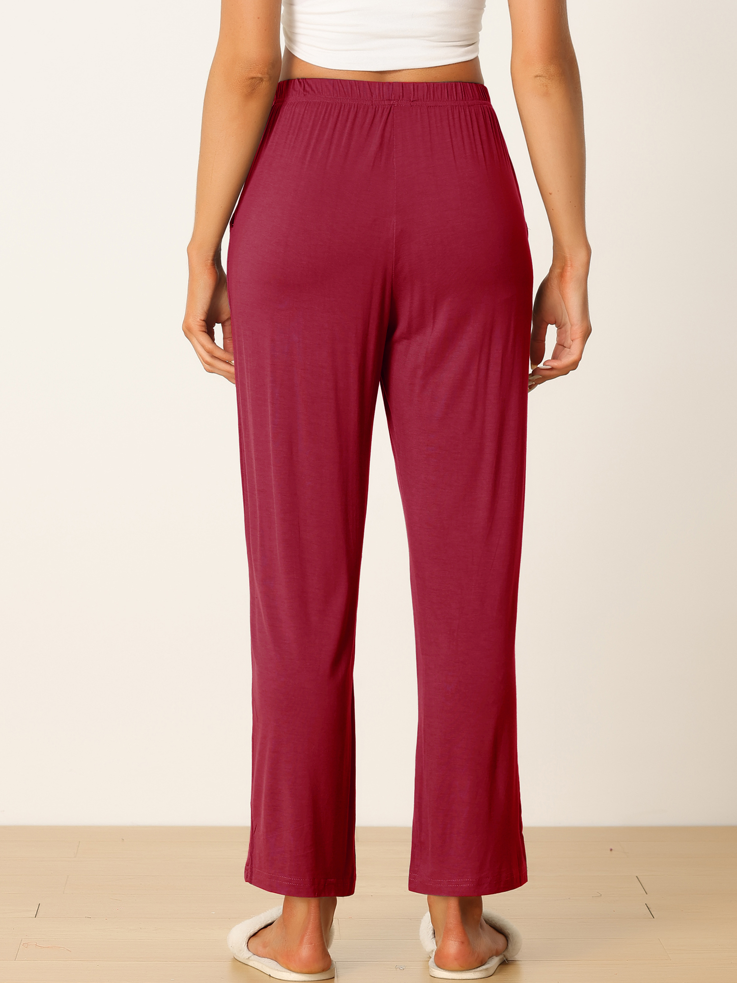 DARING DIVA Women's Flowy Cotton Wide Leg Lounge Pants XL Purple Red