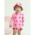 thumbnail image 3 of BULLPIANO Infant Baby Girl One Piece Swimsuit Long Sleeve Jumpsuit Swimwear Newborn Zipper Bathing Suit Swimwear with Hat, 3 of 9