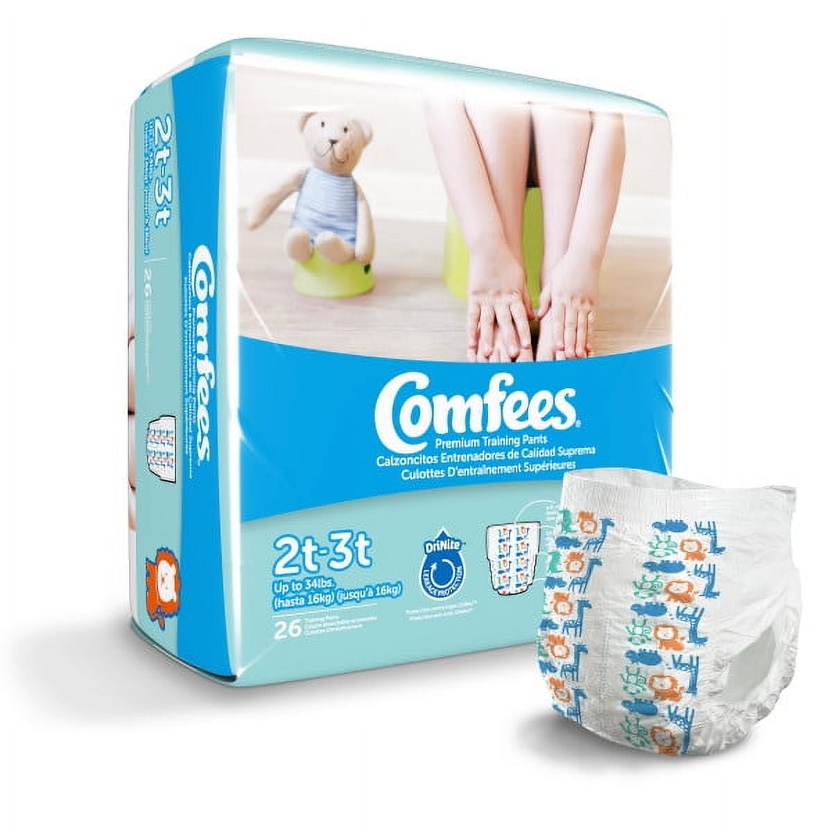 Comfees Toddler Training Pants Pull On 2T - 3T Disposable Moderate Absorbency, Case of 156