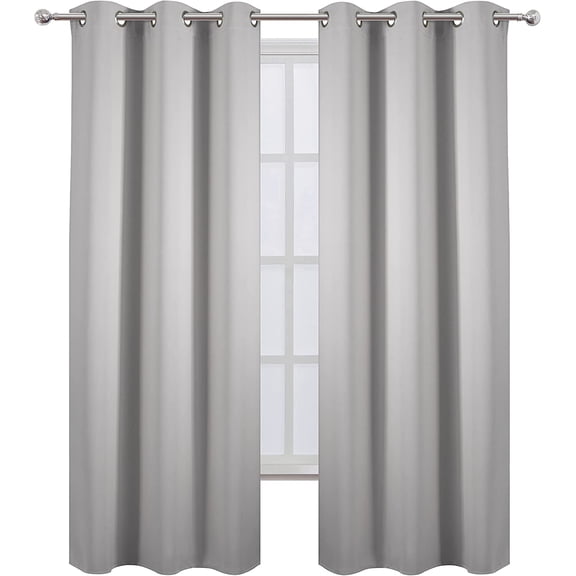 FFHAAD-Light Grey Blackout Curtains 34 x 84 Inch Length/Set of 2 Curtain Panels/Thermal Insulated Room Darkening Blackout Curtains for Bedroom