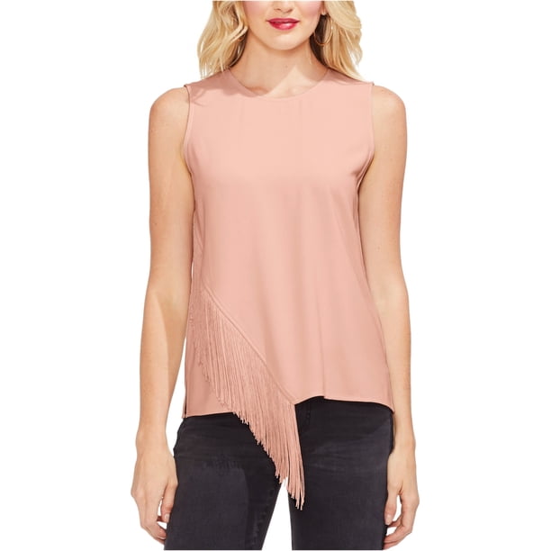 Vince Camuto Blusa asimétrica con flecos para mujer, rosa, mediana