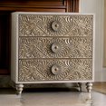 thumbnail image 6 of Benjara 36 Inch Nightstand Dresser, 5 Drawers, Floral Design, Antique White, 6 of 6