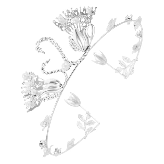 Happy Birthday Cake Topper with Graceful Swan and Pearl Decoration Silver for Cake