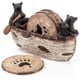 thumbnail image 1 of 6 posavasos rústicos de tamaño completo en canoa hecha a mano con adorables figuras de oso negro - Decoraciones de cabaña de troncos de oso negro, 1 of 5