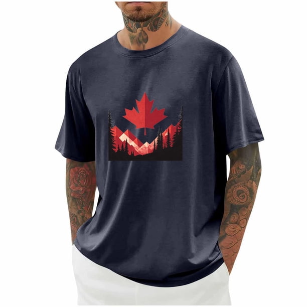 Camisetas de Manga Larga para Hombre Algodón Impresión Cuello Redondo Blusas de Moda Casual