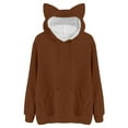 thumbnail image 6 of Duoif Womens Hoodies Women's Cute Cat Ear Sweatshirt - Soft Plus Size Winter Top Womens Sweatshirt Brown L, 6 of 6
