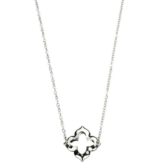 Sterling Silver Clover Link Station Cable Chain Necklace Italy, 16"