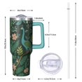 thumbnail image 3 of 1pc Peacock Blue 40oz Tumbler with Straw & Handle - Insulated Stainless Steel Cup | Holiday Gift for Man Women (Christmas, Valentine's, Birthday), 3 of 5