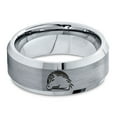 thumbnail image 2 of Tungsten Horse Horses Equestrian Equine Equidae Band Ring 8mm Men Women Comfort Fit Gray Step Bevel Edge Brushed Polished, 2 of 4
