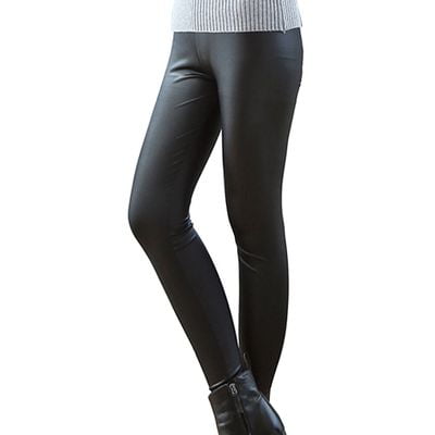 TURNTABLE LAB Women's Stretch Sexy Slim Feet Pants Black Tight-Fitting Leather