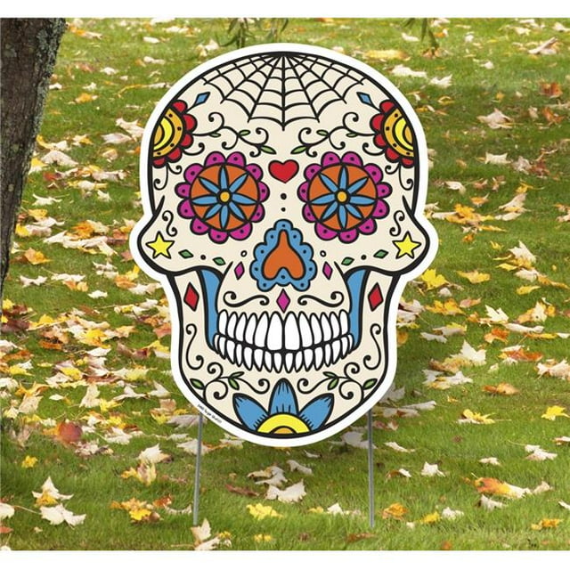 Advanced Graphics 3480 19 x 14 in. Sugar Skull 1 Flower Eyes Yard Sign