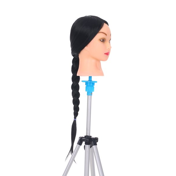 24'' Mannequin Head with Head Stand for Braiding Training Practice Manikin Head for Hairdresser Cosmetology Dummy Head Made from High Temperature Resistant Fiber Hair