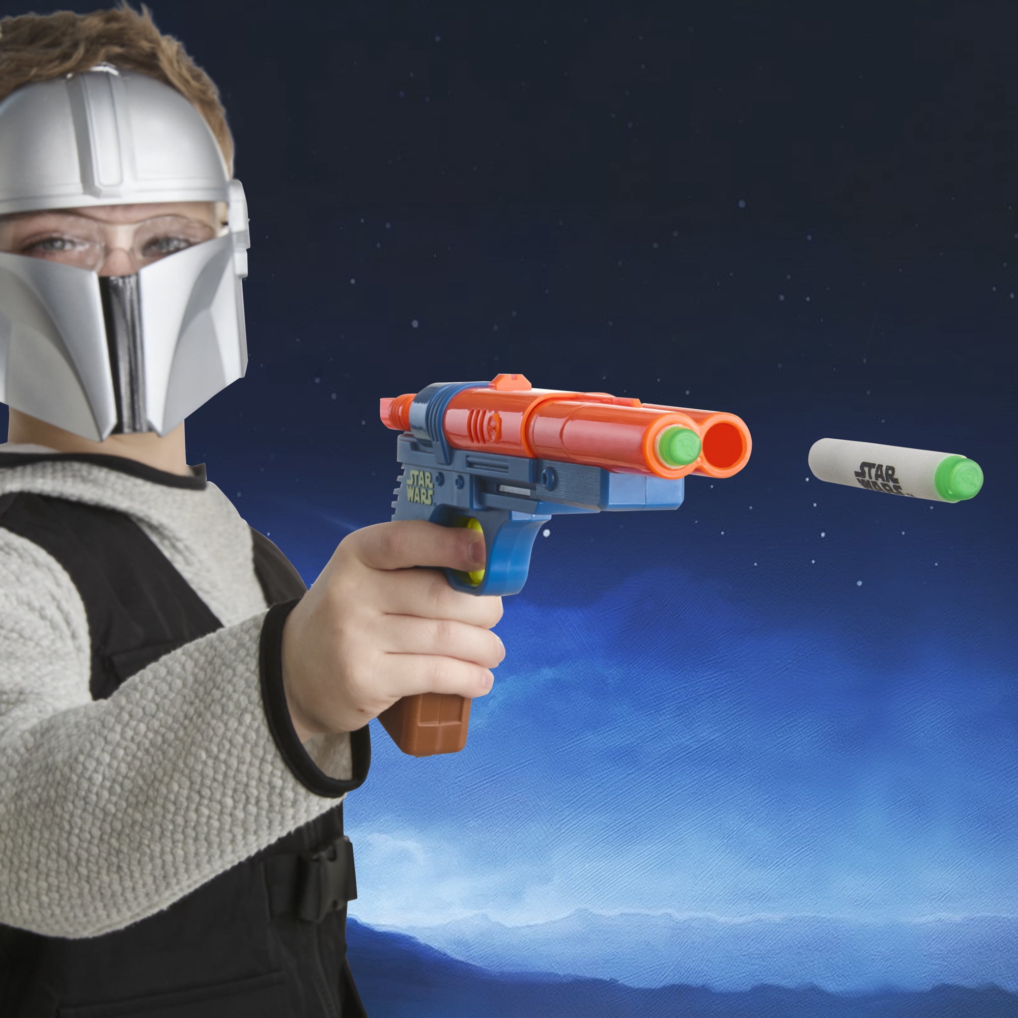 Star Wars The Mandalorian Mask & Blaster Set, NERF GlowStrike Blaster, Indoor Outdoor, Birthday Gifts, Ages 6+