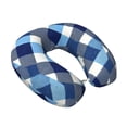 thumbnail image 2 of U-Shaped Pillow 11.8×9.8in With Pillow Core Comfortable Soft Invisible Zipper For Daily Travel Driving Office Argyle Plaid Deepskyblue_1, 2 of 8
