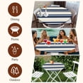 thumbnail image 7 of Navy Blue Khaki Striped Round Tablecloth, Fitted Table Cover with Elastic for 36"-44" Round Tables, Gradient Horizontal Lines Table Cloth Outdoor Indoor Dinning Party Waterproof Tablecloths, 7 of 7