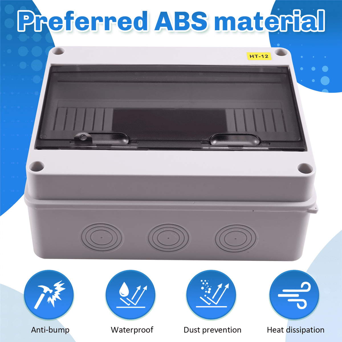 HT Series Junction Box 12WAY PC IP65 Waterproof Distribution Box Outdoor Plastic Electrical HT-12Way for Circuit Breaker