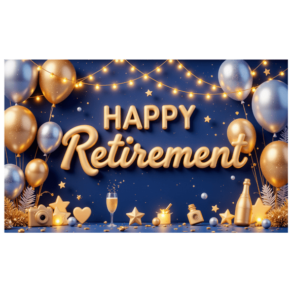 Decorative Design Happy Retirement Banner Balloon Decoration Party Backdrop for Retirement Celebration Indoor Party Event Decoration