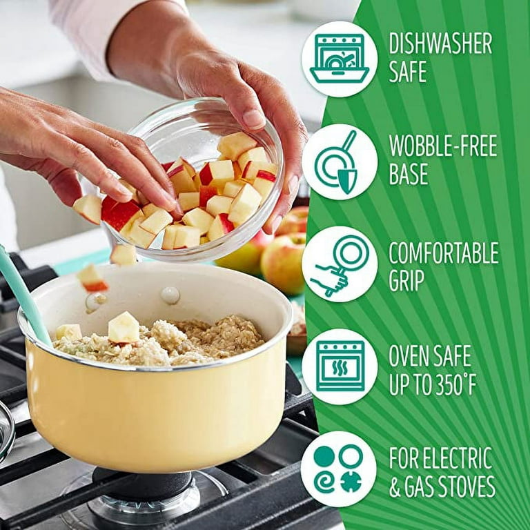  GreenLife Artisan Healthy Ceramic Nonstick, 12 Piece Cookware  Pots and Pans Set, Stainless Steel Handle, Induction, PFAS-Free, Dishwasher  Safe, Oven Safe, Yellow: Home & Kitchen