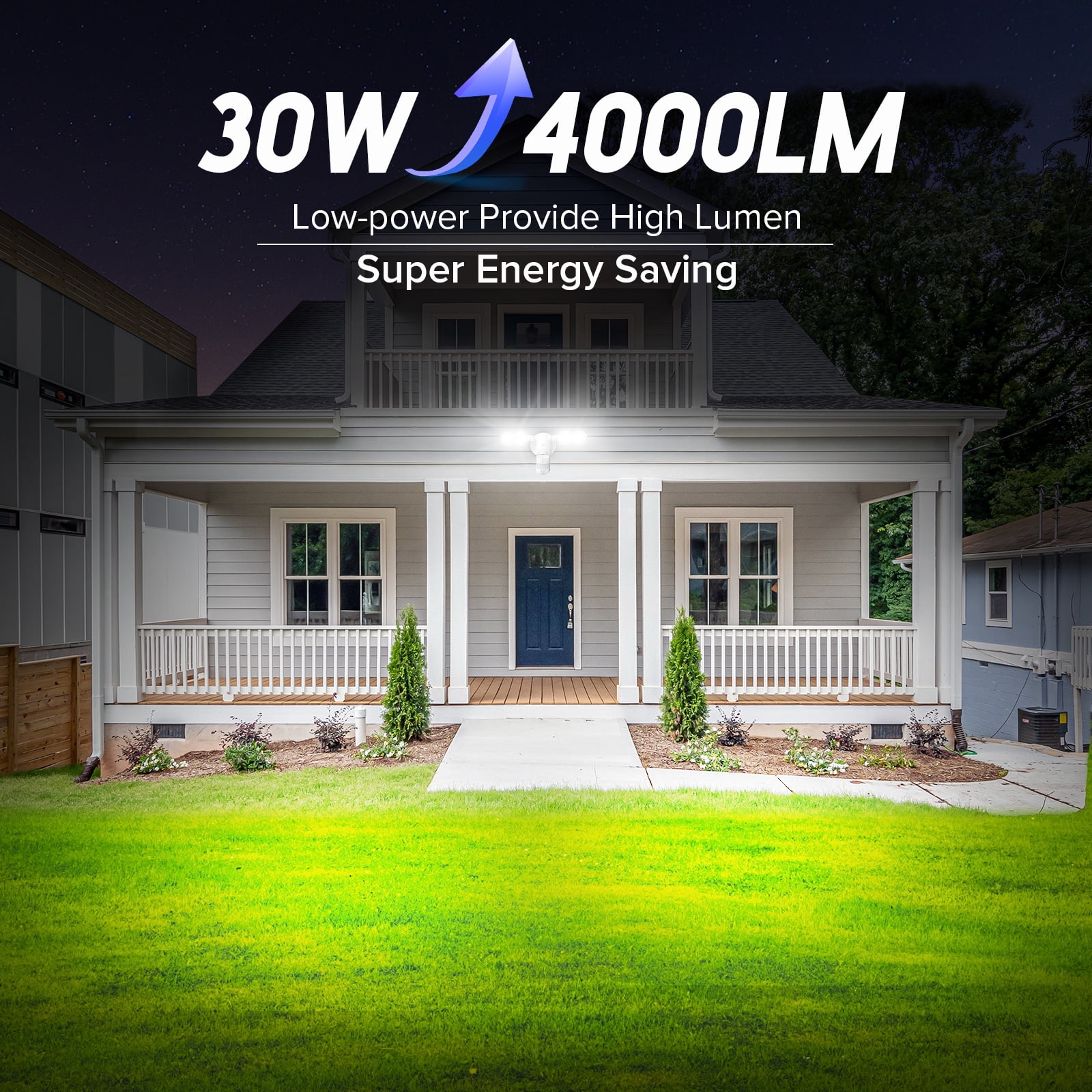 SANSI 30W Motion Sensor Security Light, 4000LM LED Outdoor Light, 5000K Dusk to Dawn, 4 Modes