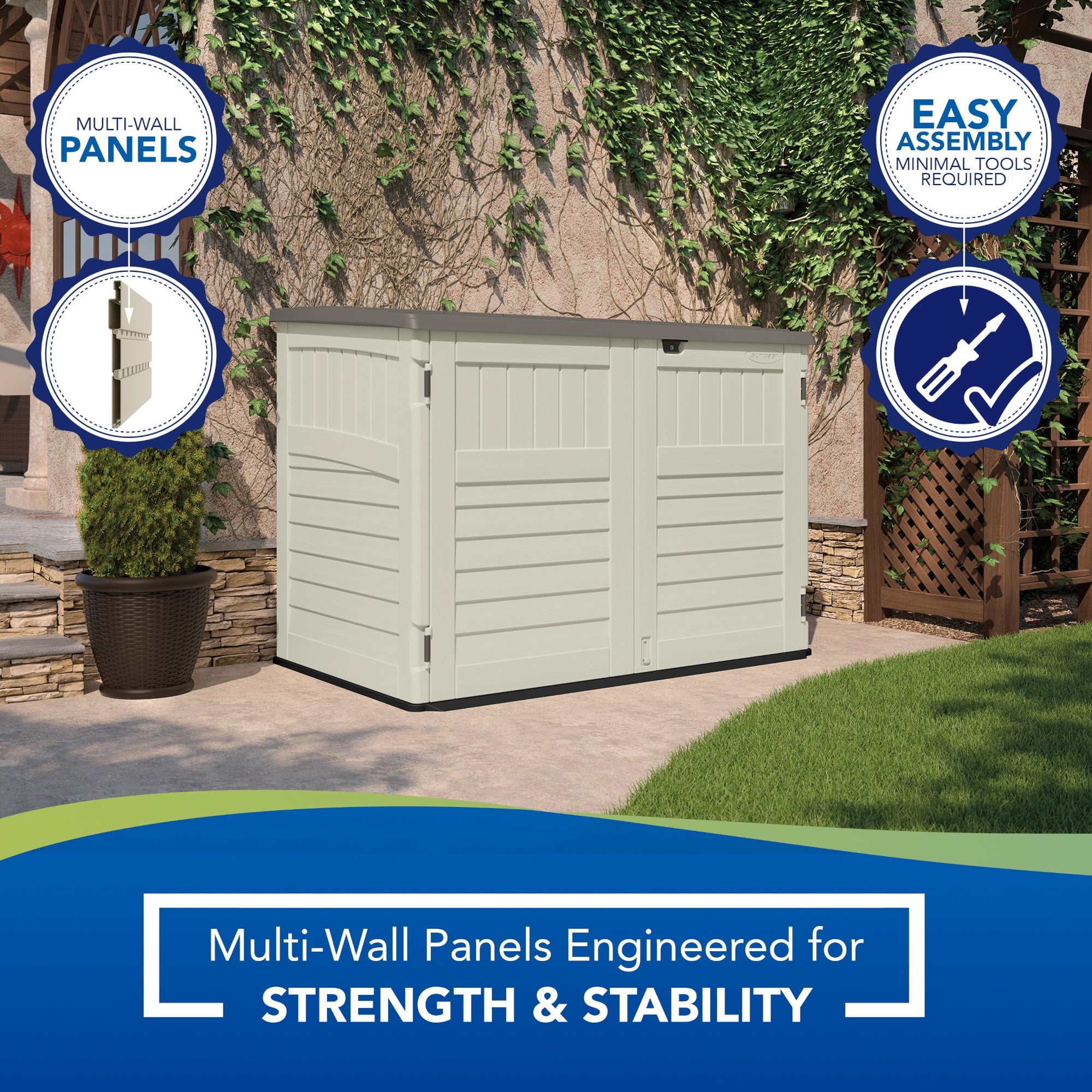 Double Wall Resin Outdoor Tool Storage Shed 70.5